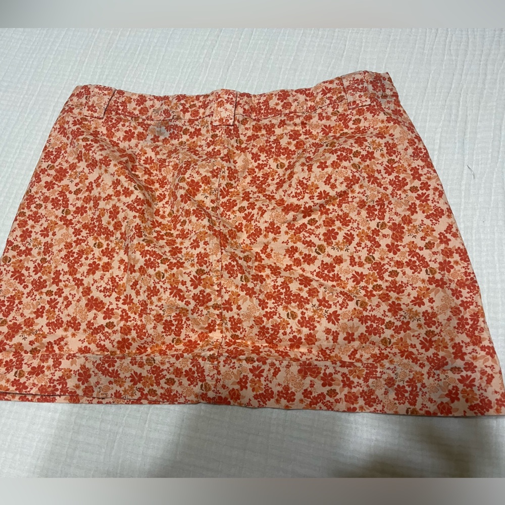 Orange flower mini skirt